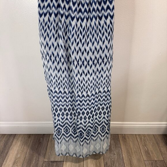 Vintage Y2K NEW City Triangles Maxi Dress L Diamond Blue White Gold Boho Beach - Picture 7 of 12